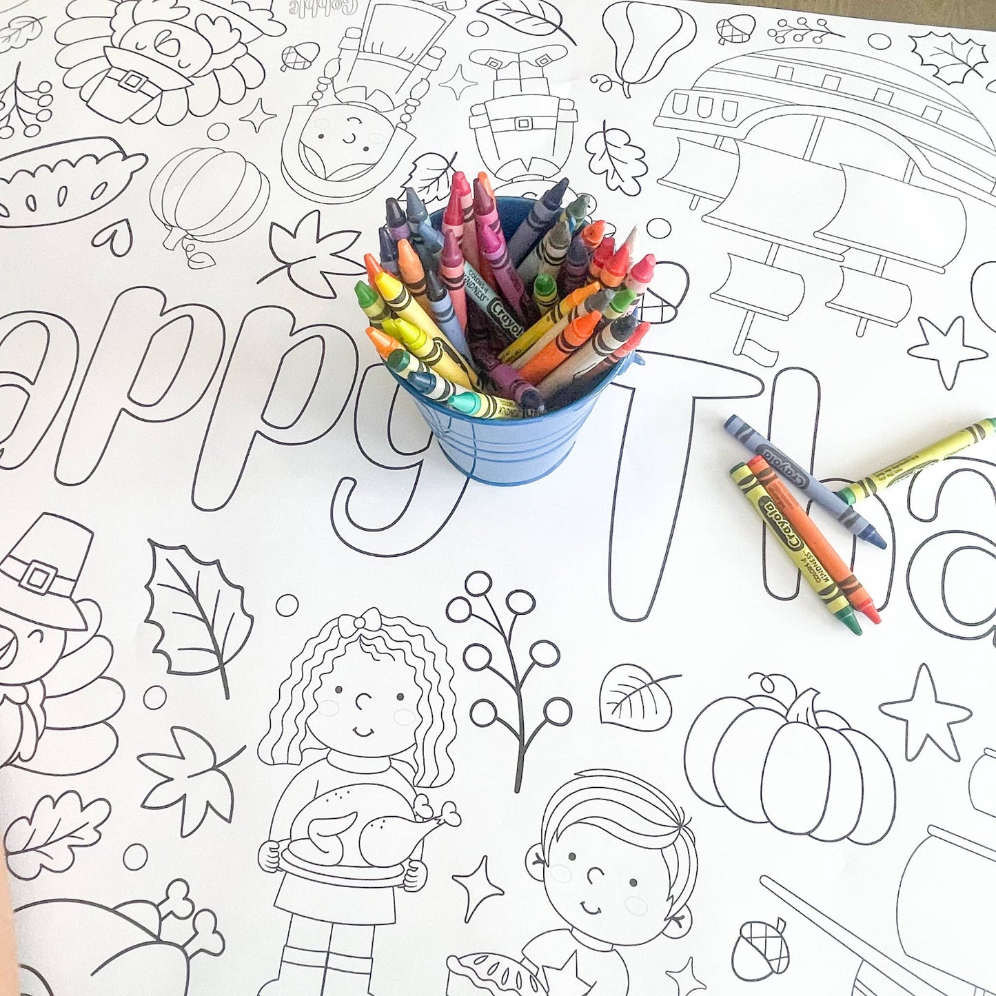 Thanksgiving Coloring Table Runner|  Happy Thanksgiving