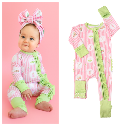 Piper Golf RUFFLE ZIP Bamboo One Piece Golf Baby Outfit