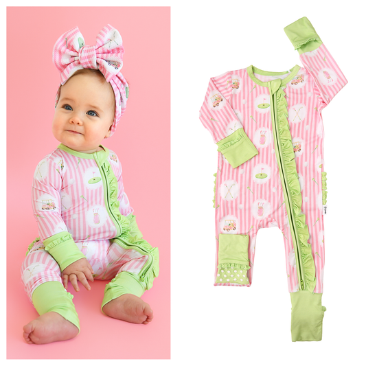 Piper Golf RUFFLE ZIP Bamboo One Piece Golf Baby Outfit