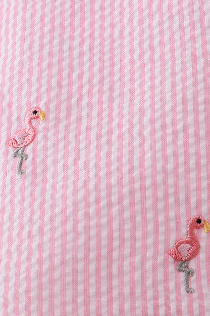 Pink Seersucker Flamingo Dress
