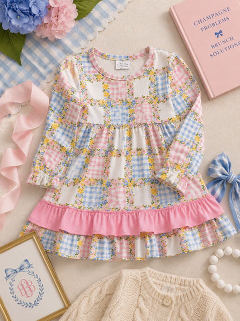 B&B Pastel Patchwork Ruffle Gown