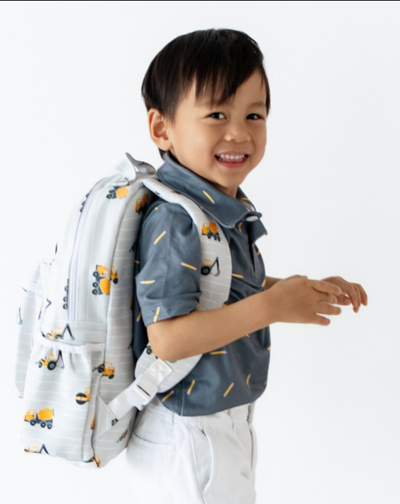 Boys Backpack - Construction on Grey