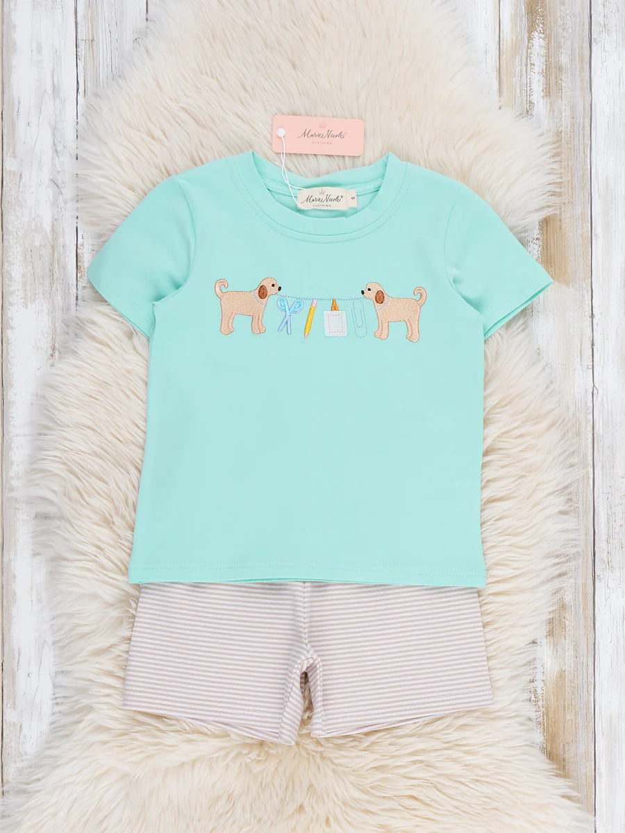 Pup & Supplies Embroidered Short Set