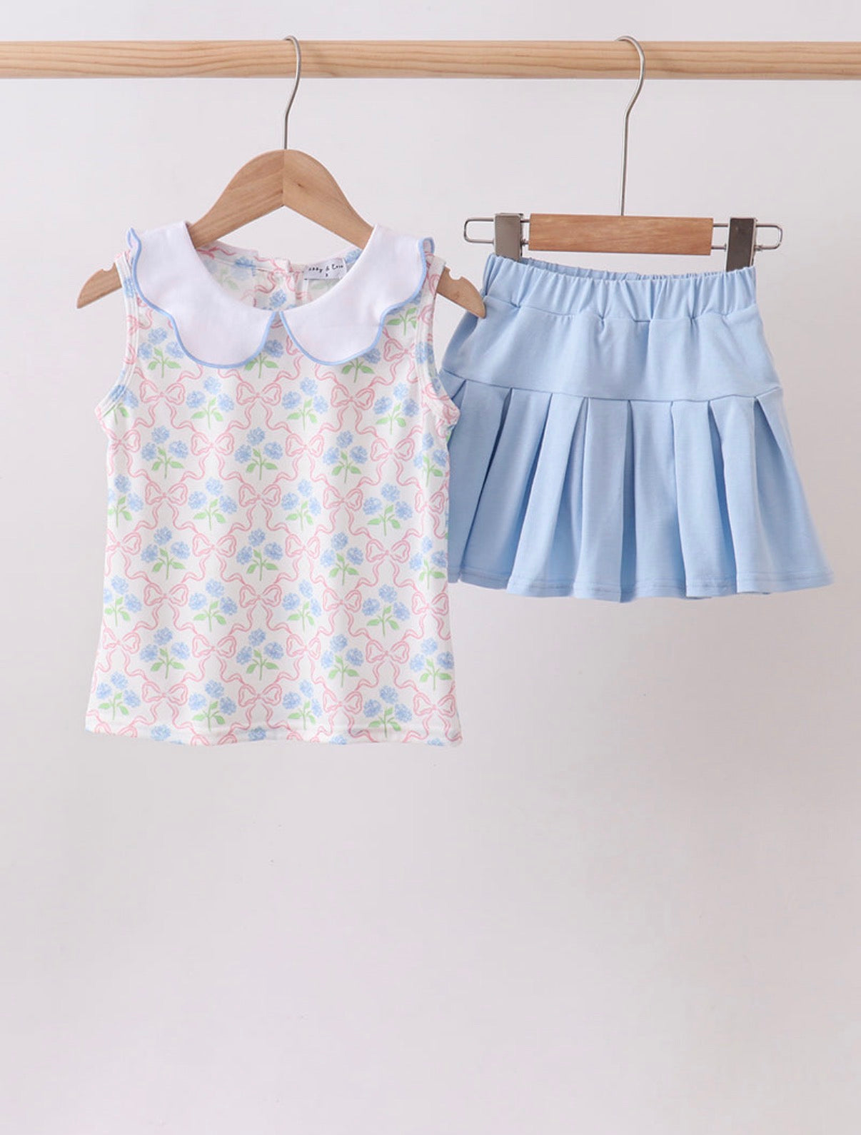 Blue Hydrangea Bow Skort Set