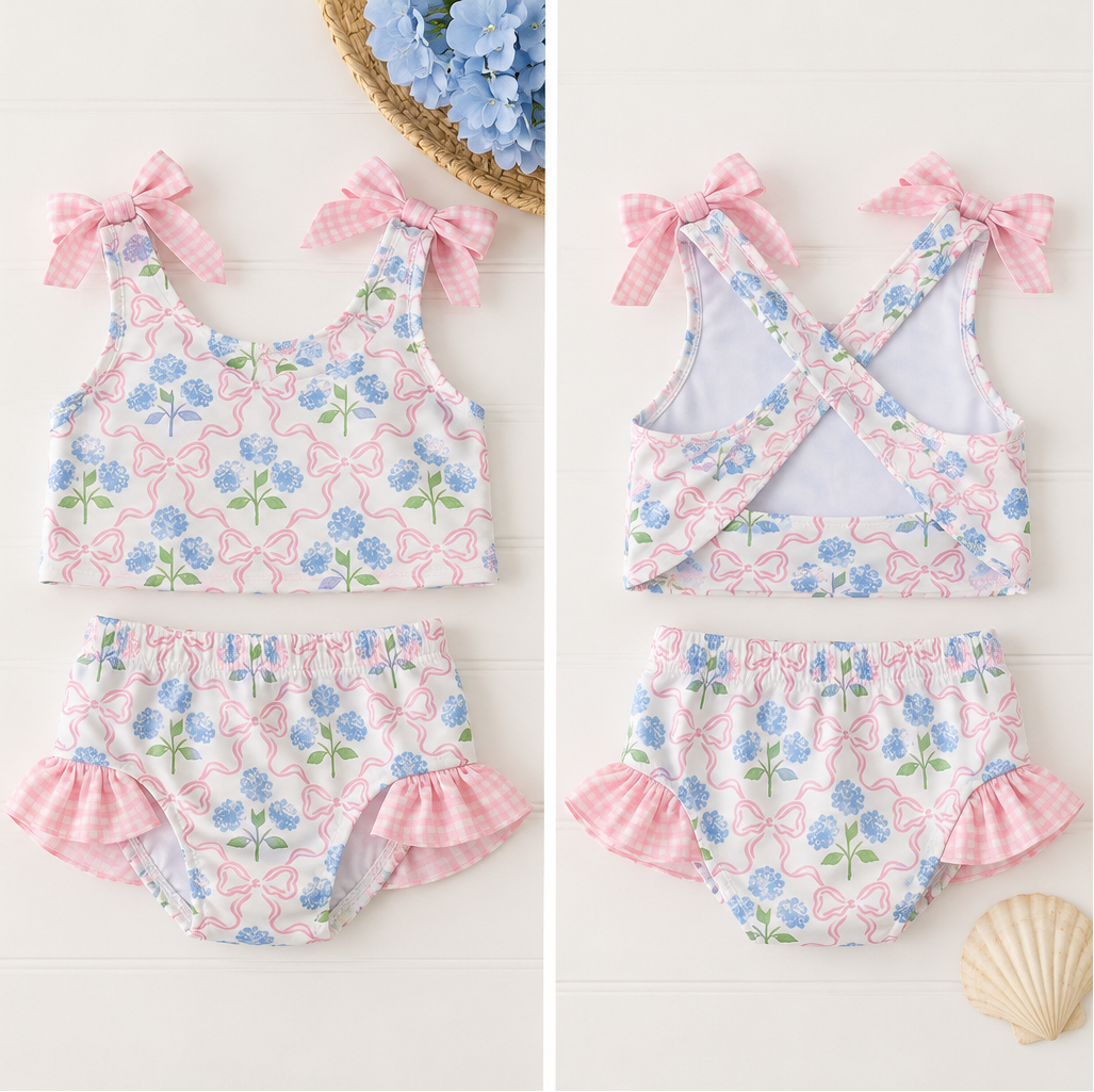Bow/Hydrangea 2 piece Swimsuit
