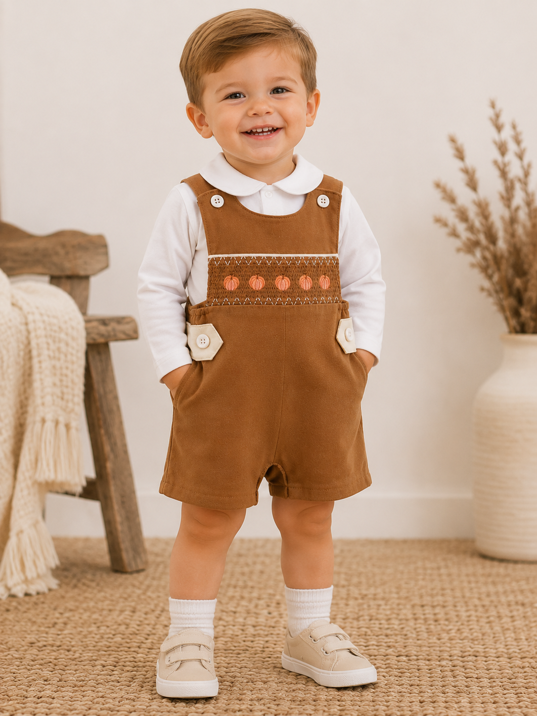Smocked Pumpkin Jon Jon