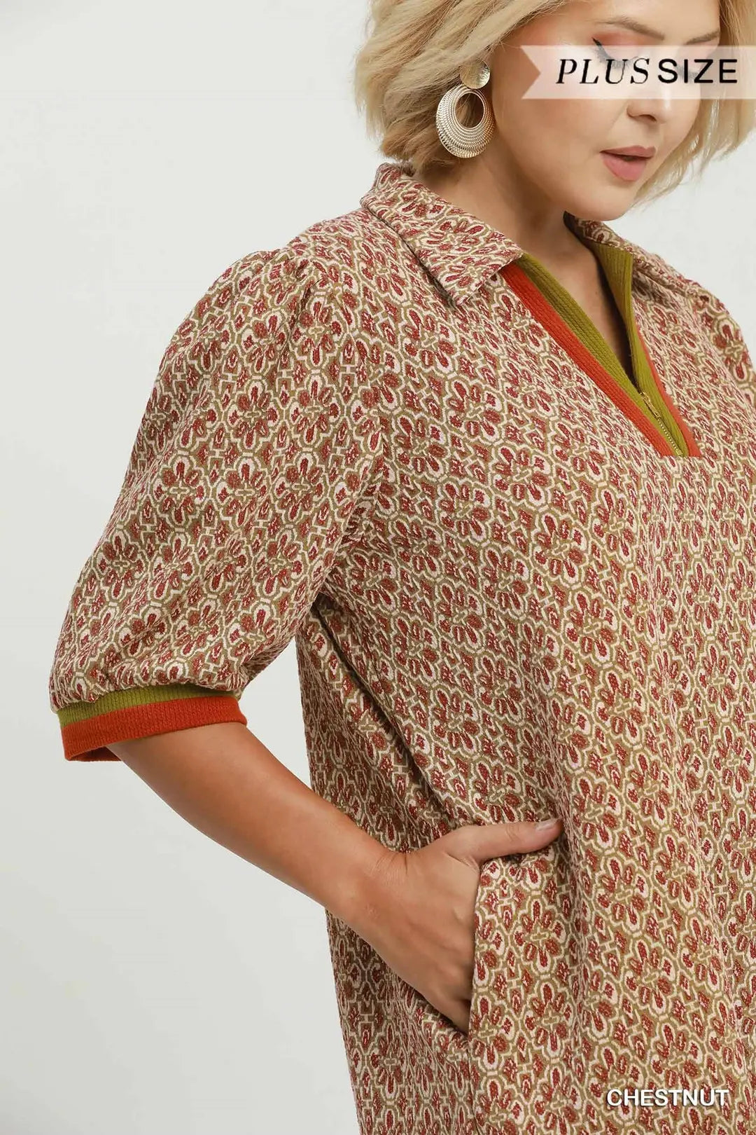 Chestnut Geo Print Collared Dress