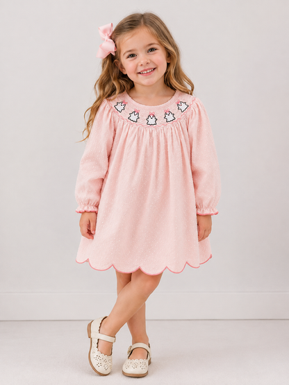 Ghost Embroidery Smock Dress