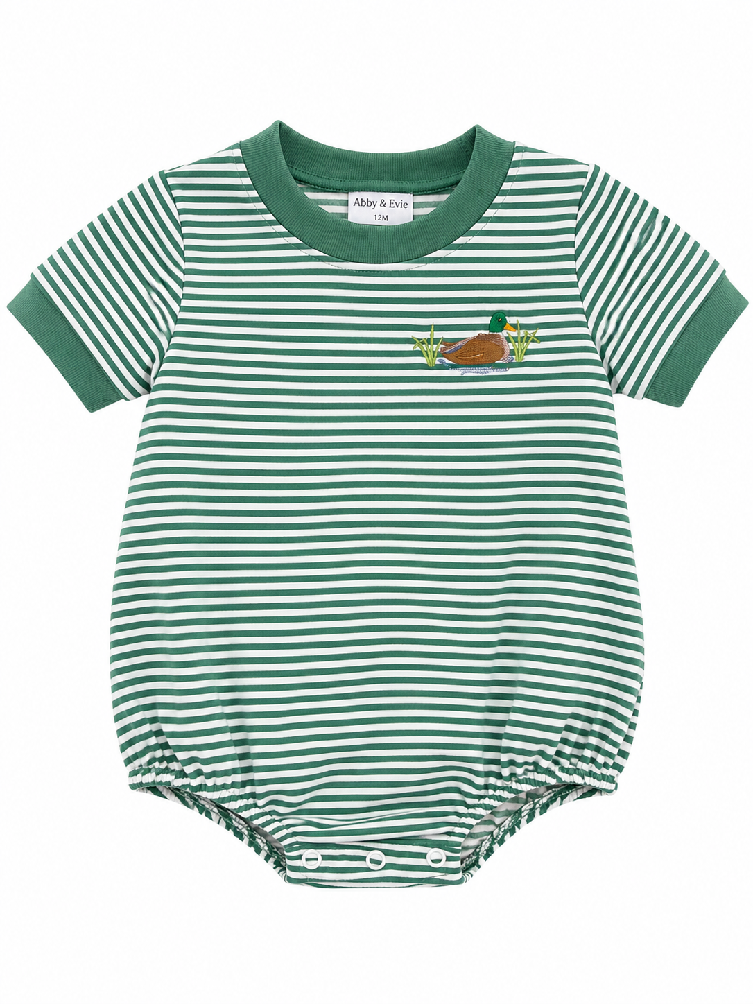 Green Duck Stripe Embroidered Bubble