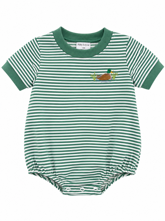 Green Duck Stripe Embroidered Bubble