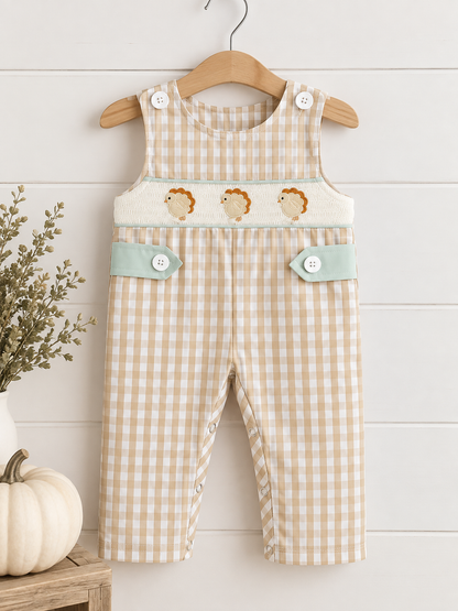 Smocked Turkey Gingham Jon Jon