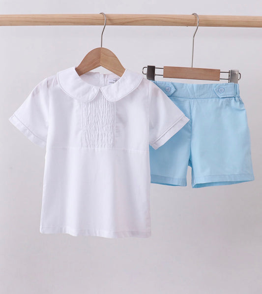 Peter pan collar shorts set