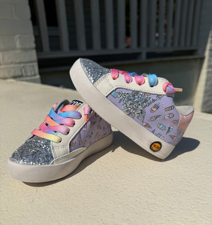 Toddler Shoes - Sweat Treat Sneakers - Purple/Mini Ice Cream Sherbet Laces