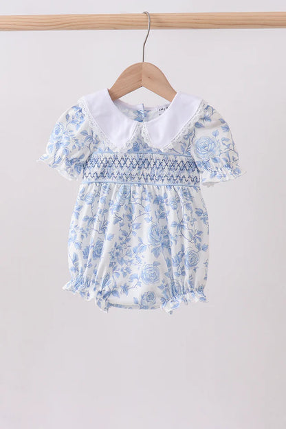 Blue rose smocked bubble