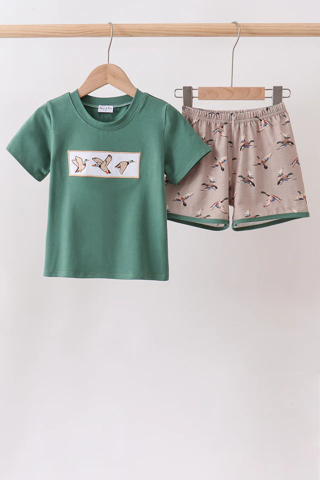 Green Mallard Embroidered Set