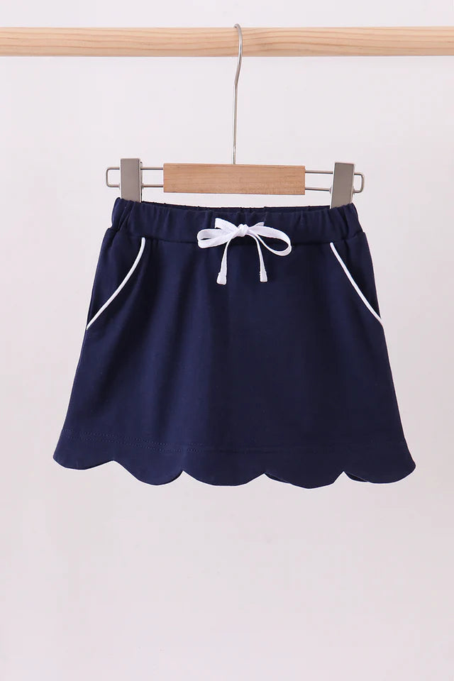 Scalloped Skort - Navy