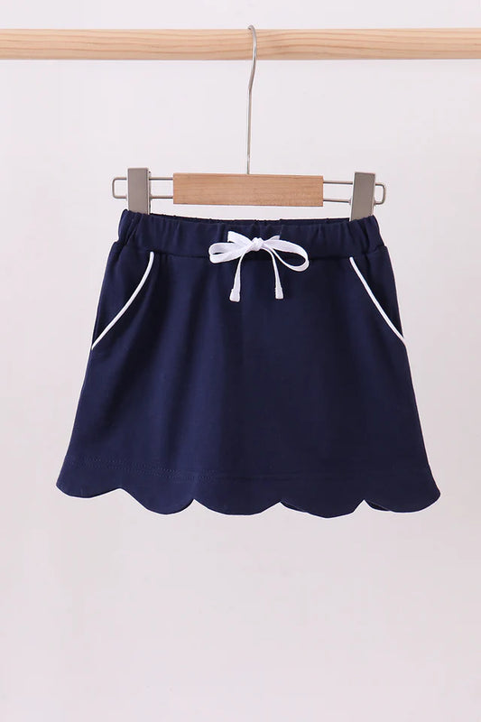 Scalloped Skort - Navy