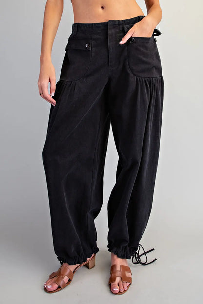 Mineral Washed Tie Cuff Pants