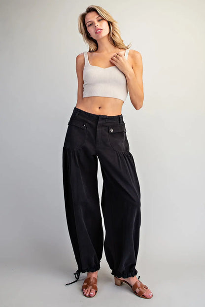 Mineral Washed Tie Cuff Pants