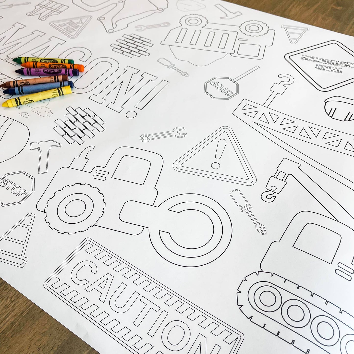 Construction  Coloring Table Runner| Happy Birthday