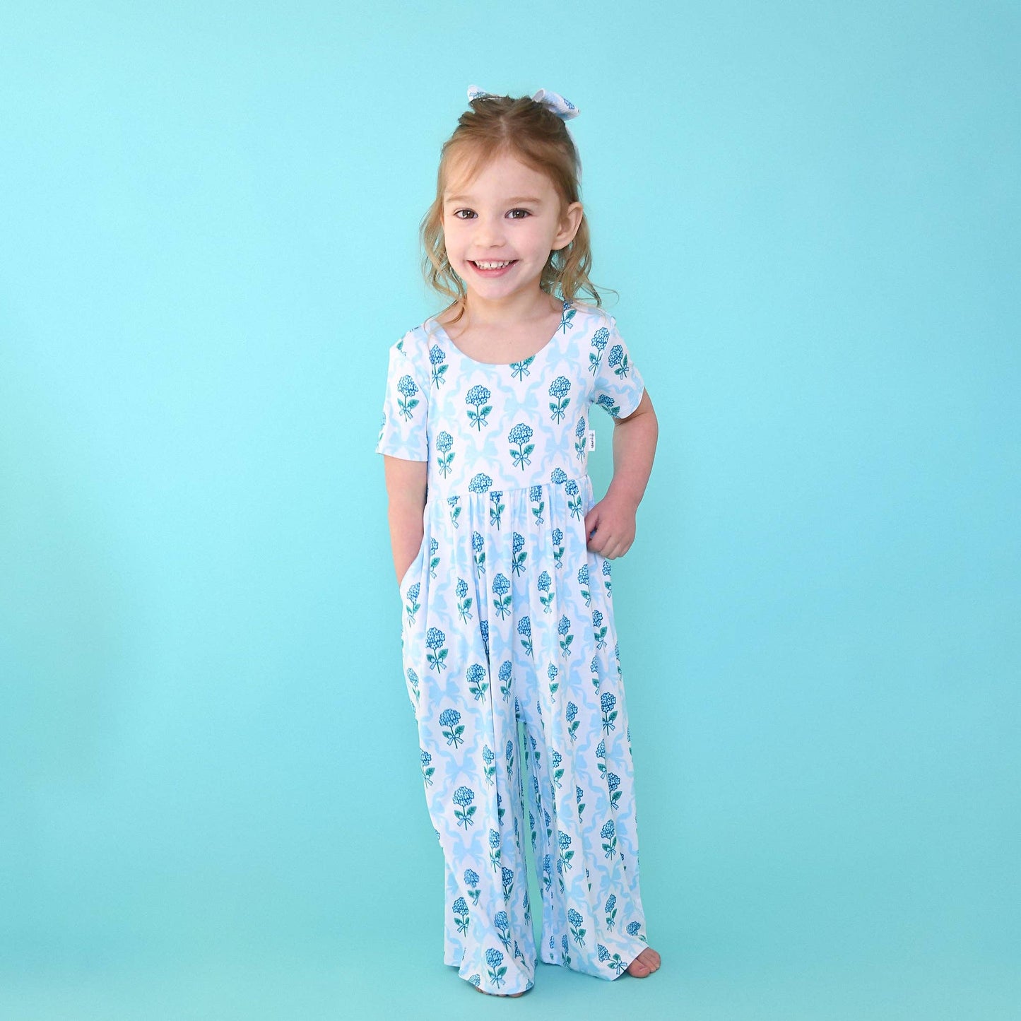 Savannah WIDE LEG ROMPER Bamboo Floral Kids Clothing Outfit