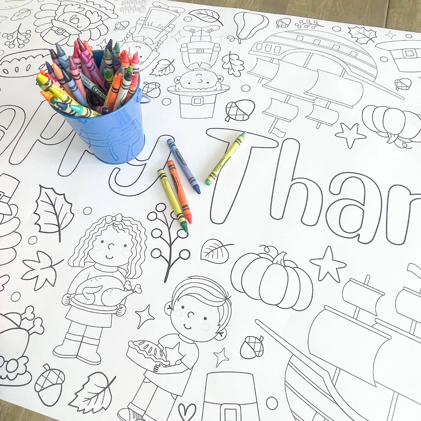 Thanksgiving Coloring Table Runner|  Happy Thanksgiving
