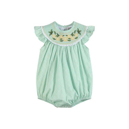 Mint Daisy Smocked Romper