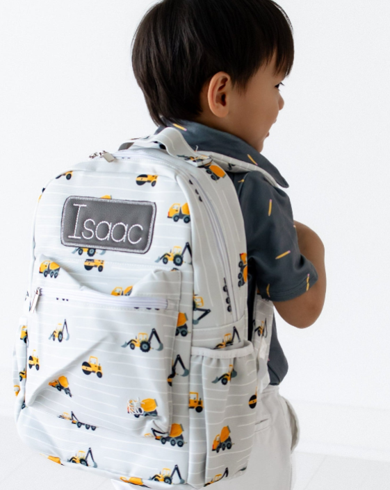 Boys Backpack - Construction on Grey