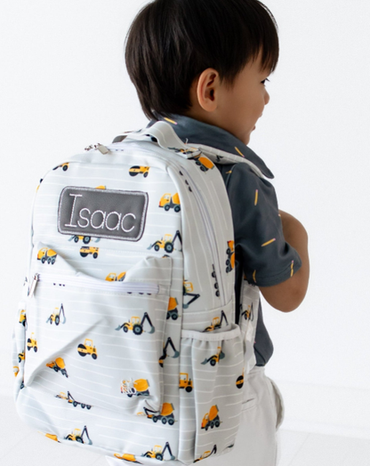 Boys Backpack - Construction on Grey