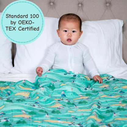 Baby Muslin Swaddle Blanket 47x47 Par-Tee Time Golf