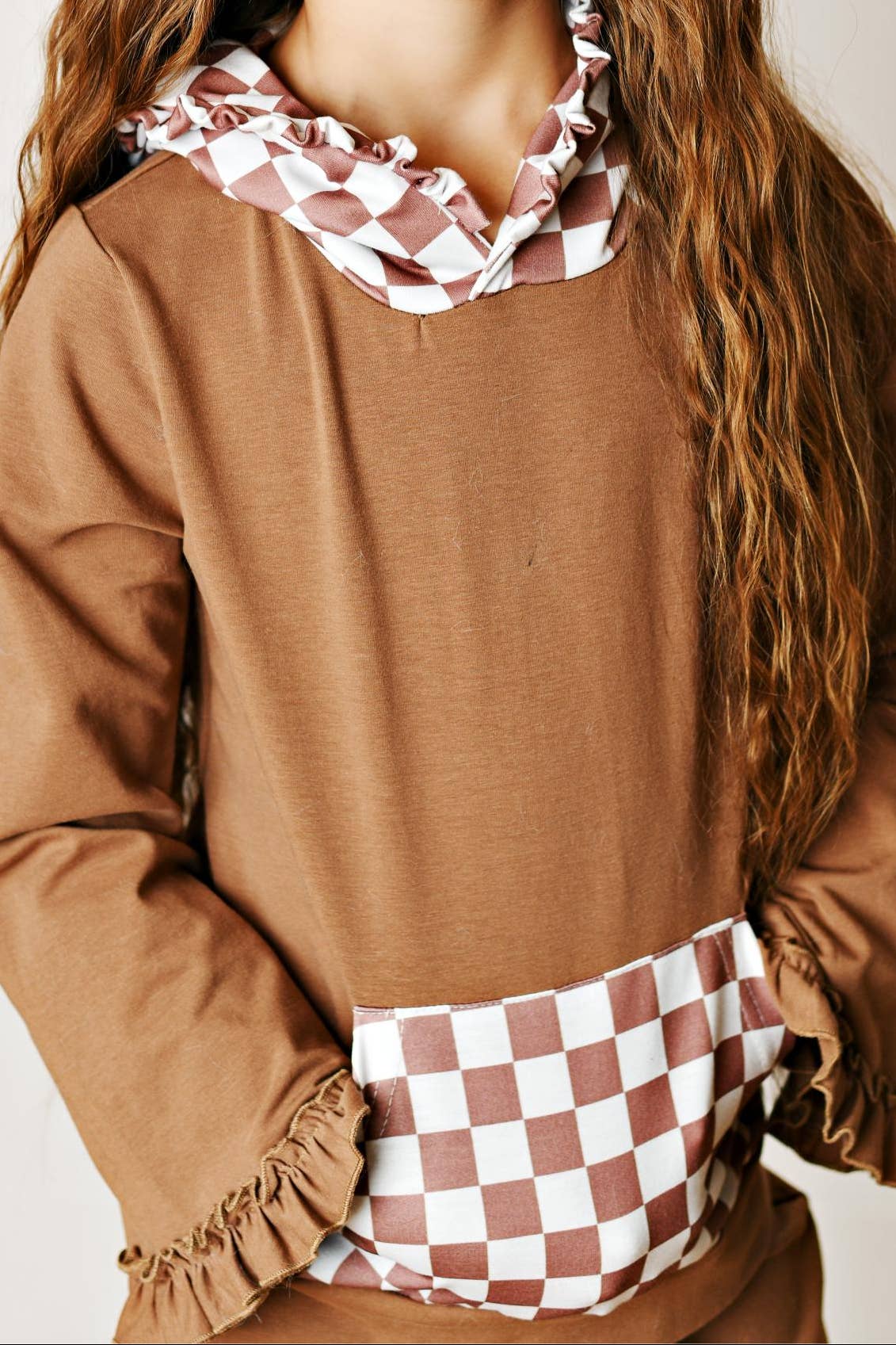 Chocolate Checkered Hooded Pocket Set