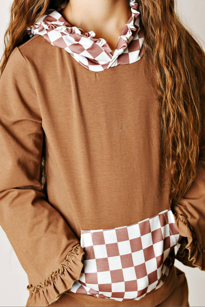 Chocolate Checkered Hooded Pocket Set