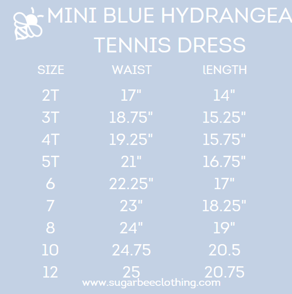 Girls Halter Tennis Dress - Blue Hydrangeas