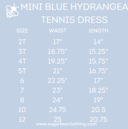 Girls Halter Tennis Dress - Blue Hydrangeas