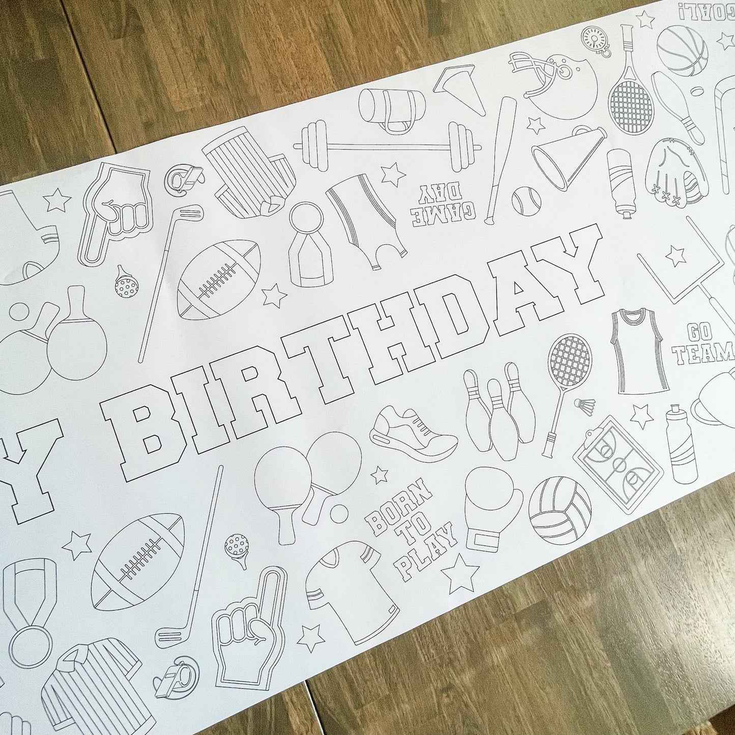 Sports Coloring Table Runner| Happy Birthday