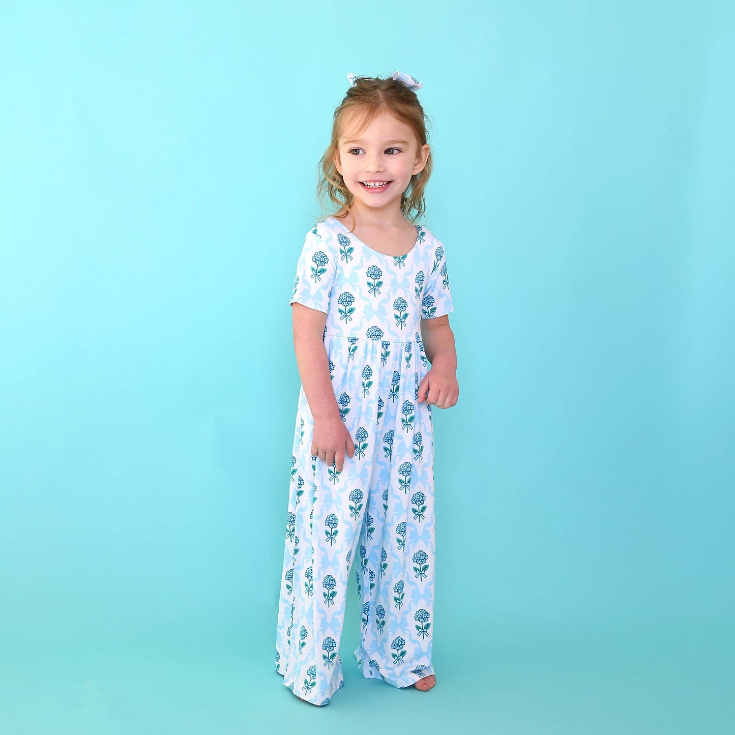 Savannah WIDE LEG ROMPER Bamboo Floral Kids Clothing Outfit