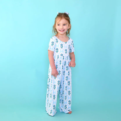 Savannah WIDE LEG ROMPER Bamboo Floral Kids Clothing Outfit