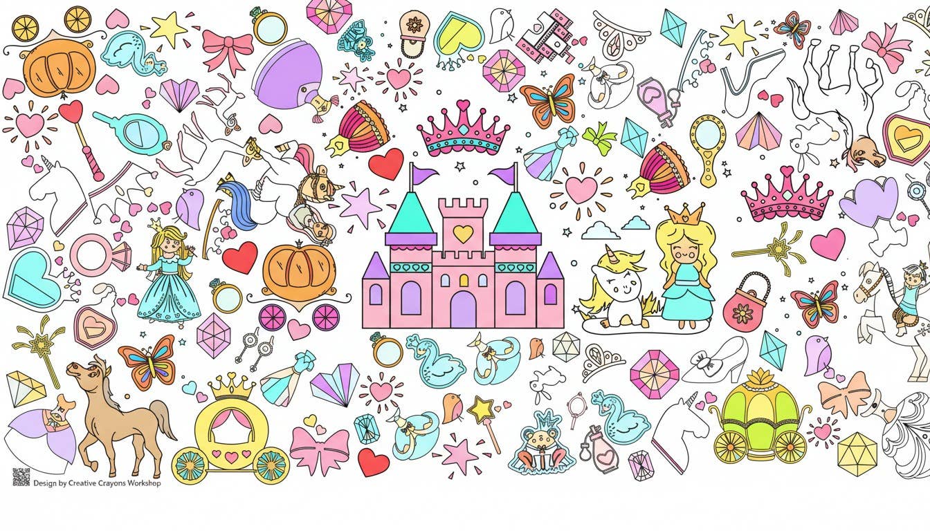 Princess Coloring Tablecloth | Princess Party Decor