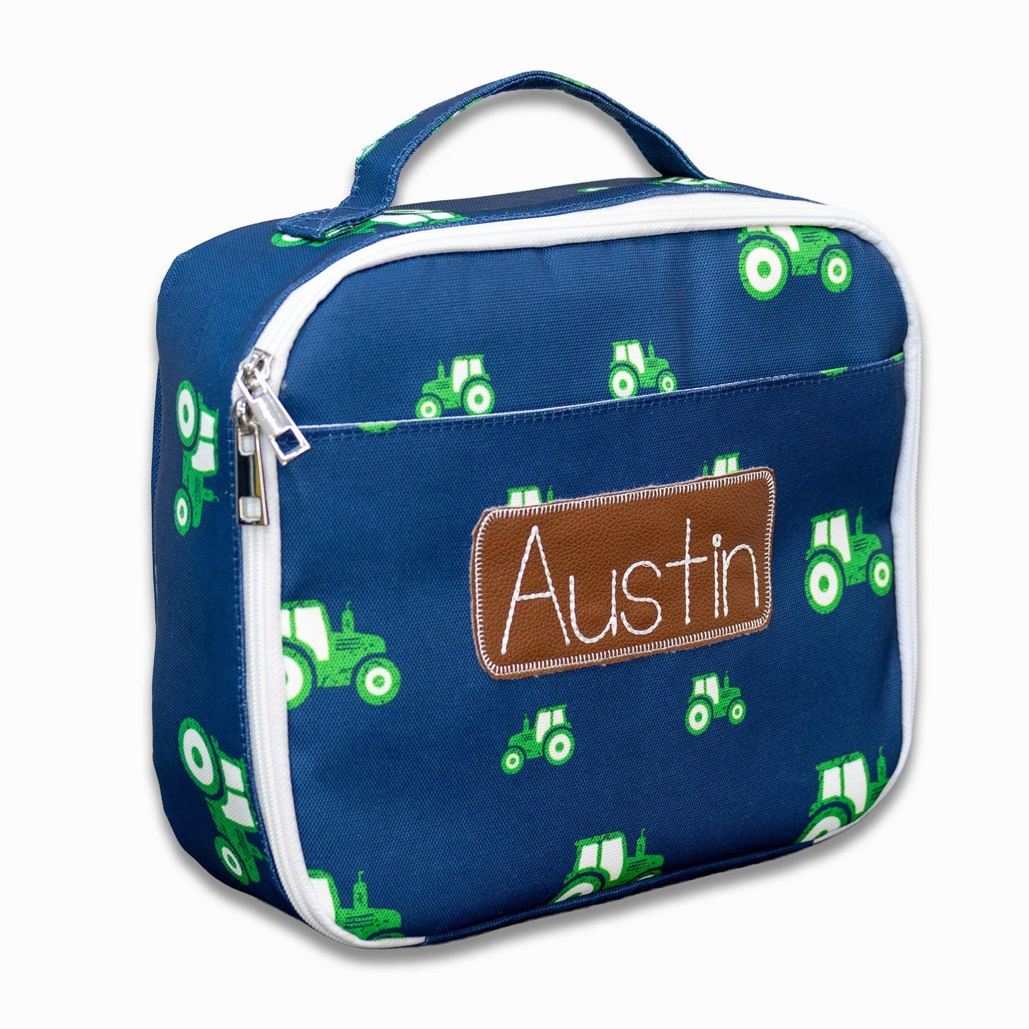 Insulated Lunch Bag - Tractors on Navy