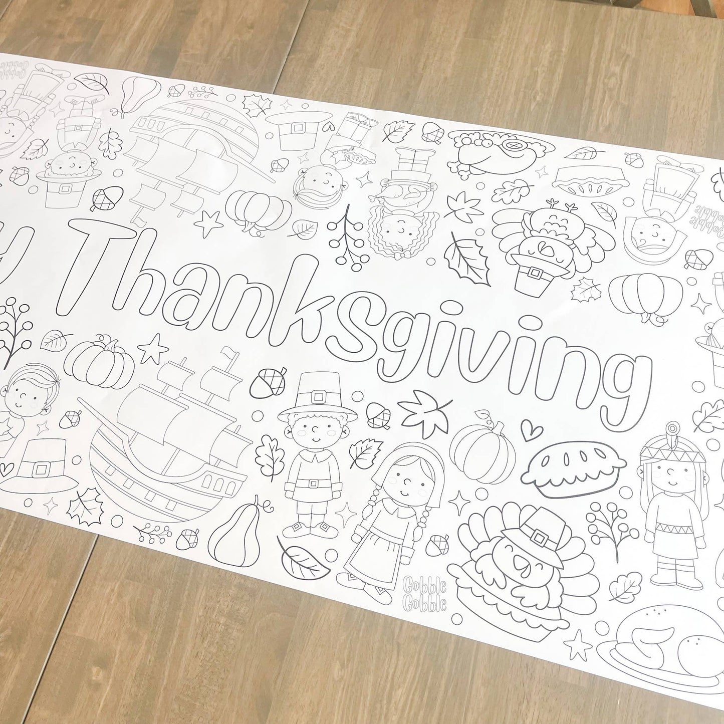Thanksgiving Coloring Table Runner|  Happy Thanksgiving