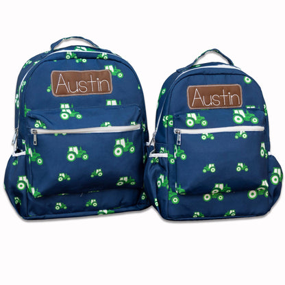 Boys Backpack - Tractors on Navy