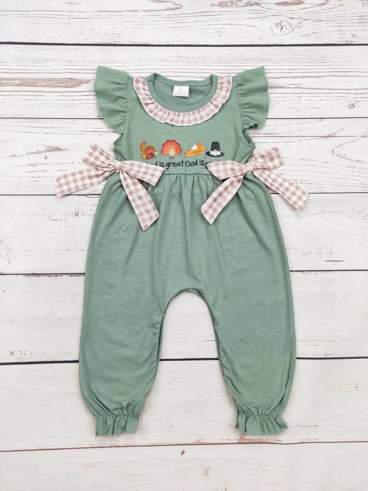 Turkey Printed Thanksgiving Romper