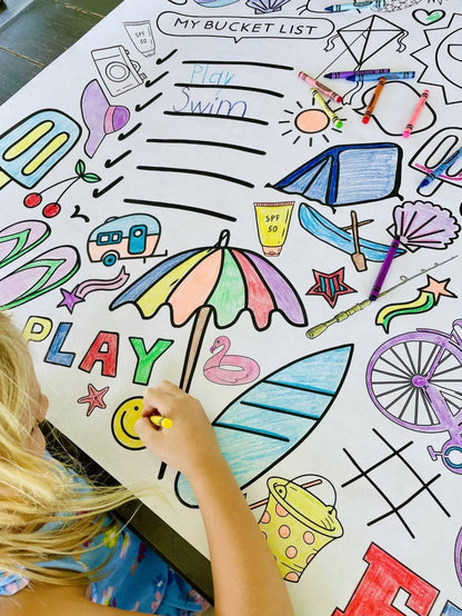 Kids Summer Art Activity | Coloring Tablecloth | Bucket List