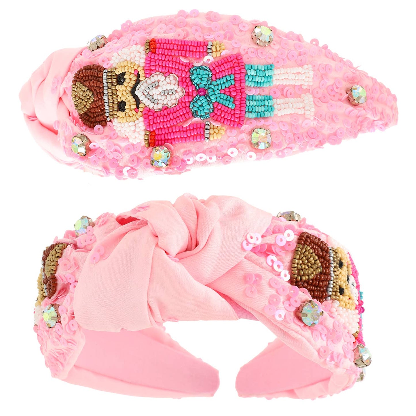 Christmas Nutcracker Jeweled Top Knotted Headband