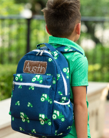 Boys Backpack - Tractors on Navy