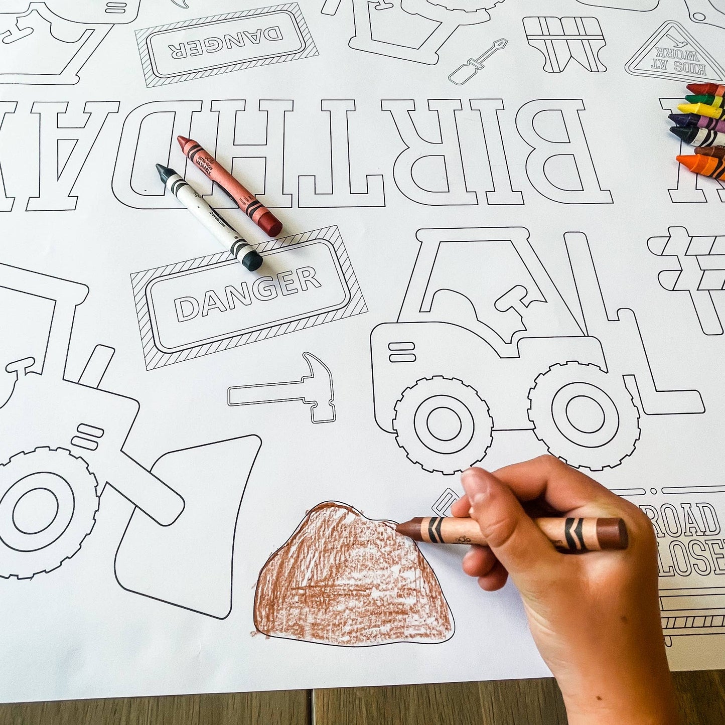 Construction  Coloring Table Runner| Happy Birthday