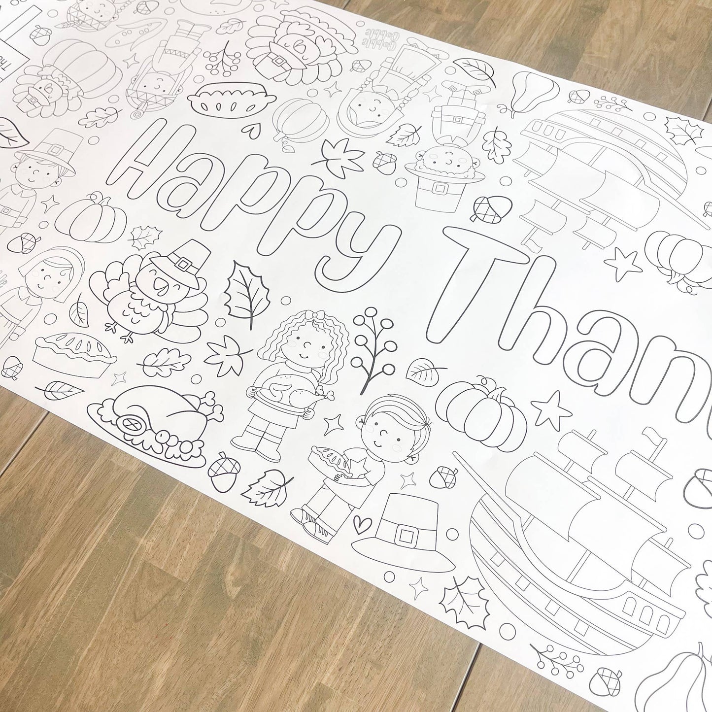 Thanksgiving Coloring Table Runner|  Happy Thanksgiving