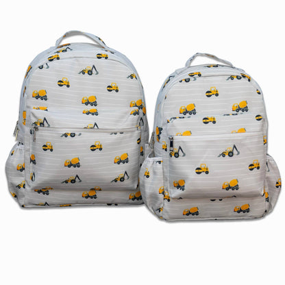 Boys Backpack - Construction on Grey