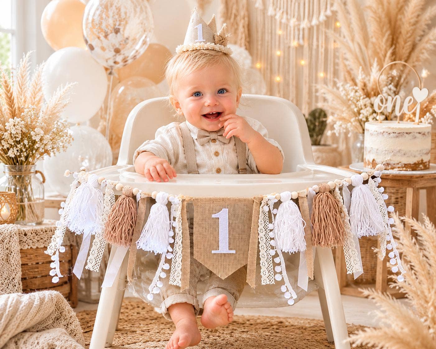 Boho 1st Birthday Chair Banner