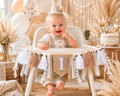 Boho 1st Birthday Chair Banner